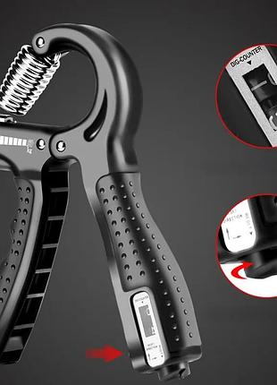 Эспандер hand gripper кистевой с регулируемой нагрузкой 5-60 кг и счётчиком нажатий