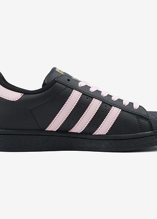 Жіночі чорні кросівки adidas superstar smile black pink х суперстар 40