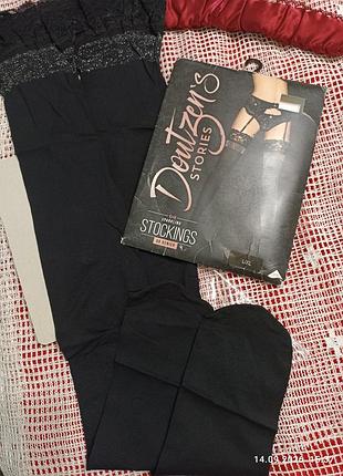 Новые плотные черные чулки под пояс размер л -хл 50 ден ,hunkemoller