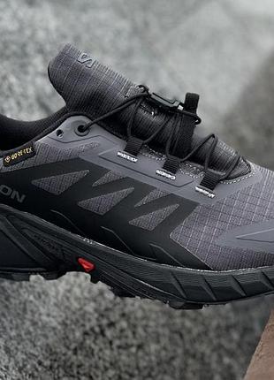 Мужские серые кроссовки salomon supercross 4 gore-tex grey black х саломон 43