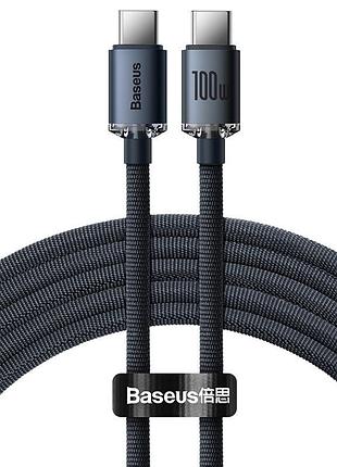 Дата кабель baseus crystal shine series type-c to type-c 100w (2m) (cajy00070) black