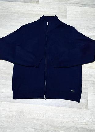 Мужской синий свитер на молнии , размер l-xl .