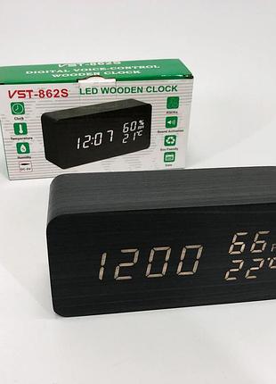 Годинники з датчиком температури та вологості vst-862s-6, настільні цифрові годинники з підсвіткою za-70