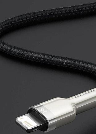 Дата кабель baseus cafule metal usb to lightning 2.4a (2m) (caljk-b0) black 3