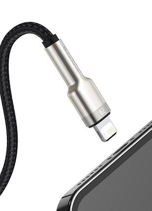 Дата кабель baseus cafule metal usb to lightning 2.4a (2m) (caljk-b0) black 5