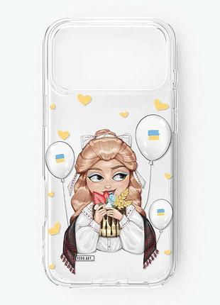 Прозорий чохол на iphone 17 pro max українка з солодощами (принт 176)