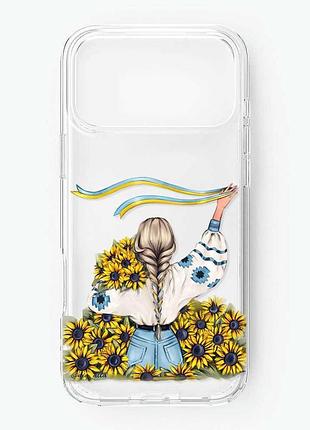 Прозорий чохол на iphone 17 pro max дівчина зі стрічкою (принт 25)