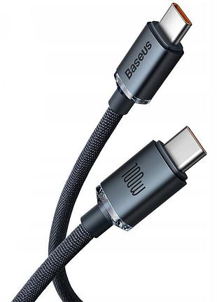 Дата кабель baseus crystal shine series type-c to type-c 100w (1.2m) (cajy00060) black 2