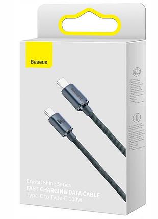 Дата кабель baseus crystal shine series type-c to type-c 100w (1.2m) (cajy00060) black 4