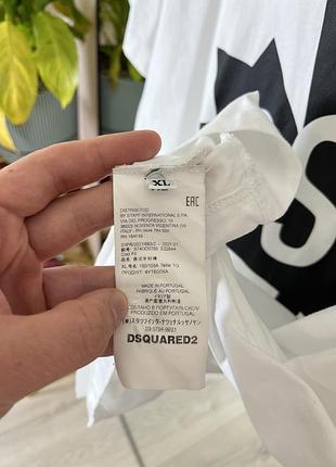 Футболка dsquared2 split maple leaf logo white / чорний принт кленовий листок 7
