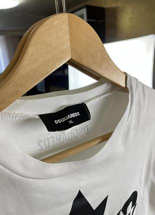 Футболка dsquared2 split maple leaf logo white / чорний принт кленовий листок 3