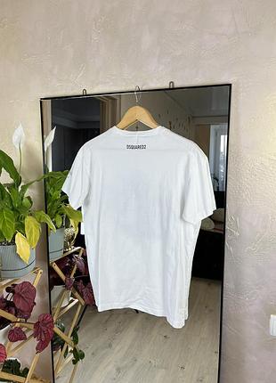 Футболка dsquared2 split maple leaf logo white / чорний принт кленовий листок 10