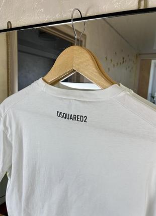 Футболка dsquared2 split maple leaf logo white / чорний принт кленовий листок 9