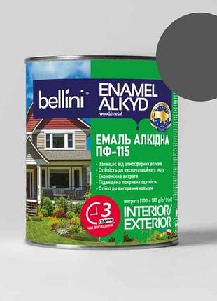 Эмаль алкидная пф-115 темно-серый 0,9кг тм bellini