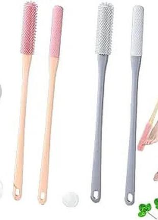 Щітка для миття ніг foot washing brush 035 • багатофункціональна щітка для стоп і між пальцями з довгою ручкою 40 см для ванної