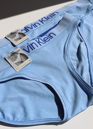 Трусики бикини calvin klein, голубой цвет, р. xs, l хлопок, новые