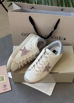 Шкіряні кеди golden goose super-star ltd with multicolor glitter star
