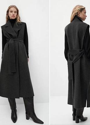 Вовняне пальто-жилет massimo dutti р.s-m