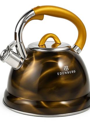 Чайник со свистком с тяжелым дном edenberg, чайник для приготовления чая со свистком tz-53