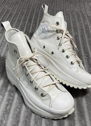 Кеди жіночі converse run star hike high leather білі, молочні, eur 38, устілка 24.5 см, шкіра