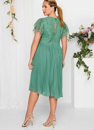 Плісирована сукня з мереживом 3