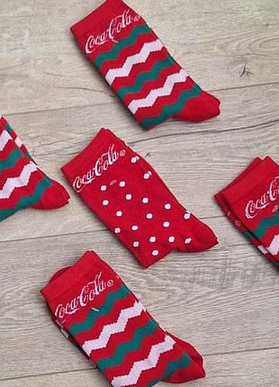 Шкарпетки унісекс coca-cola червоні з принтом, розмір 37.5-42, набір 5 пар
