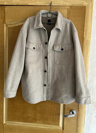 Теплая куртка рубашка оверзайз сорочка h&m xl