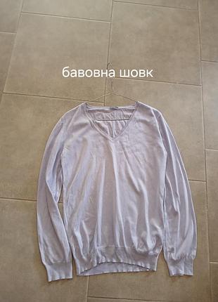 Шовково-бавовняний лавандовий джемпер cashmere&co італія