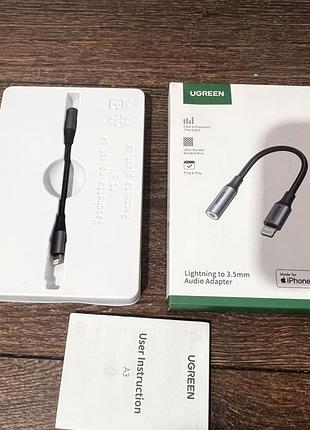 Кабель-перехідник lightning - aux 3,5 мм ugreen us211 audio adapter for apple iphone / ipad
