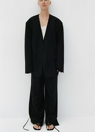 Жакет жіночий zara zw collection / studio оверсайз чорний