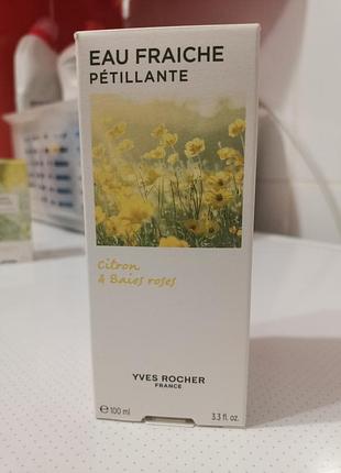 Парфумована вода yves rocher eau fraiche pétillante citron & baies roses 100 мл