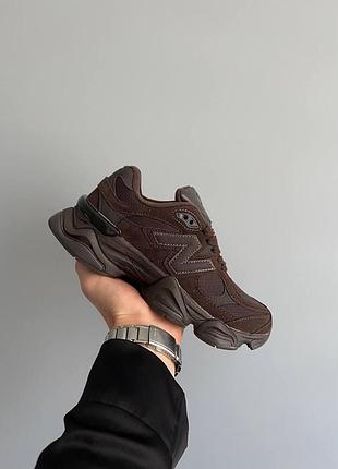 Коричневі кросівки унісекс new balance 9060 chocolate brown х нью беланс 46