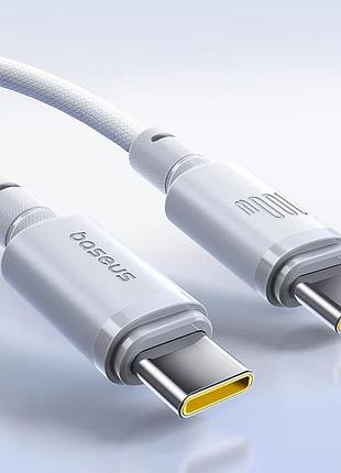 Дата кабель baseus new braided type-c to type-c 100w (1m) (e0426) moon white 3