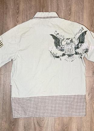 Вінтажна сорочка idpdt пэчворк гранж y2k розмір m, military style, vintage з принтом американського орла.
