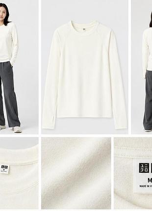 Uniqlo heattech лонгслів флісовий молочний, m