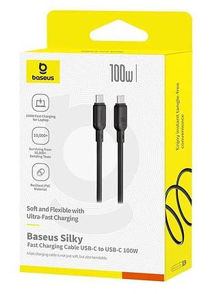 Дата кабель baseus silky series os fast charging type-c to type-c 100w (1m) (p10377704) cluster black 4