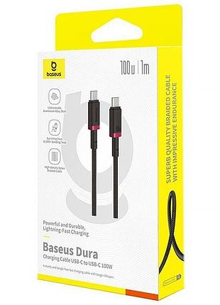 Дата кабель baseus dura series fast charging type-c to type-c 100w (1m) (p10377803u01) red / black 3