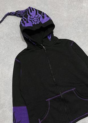 Толстовка худі на блискавці mercy flame skull goth y2k 2