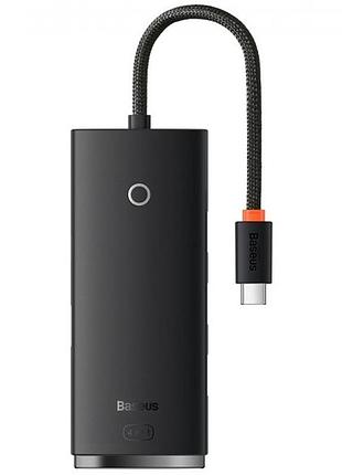 Перехідник hub baseus lite series 4in1 (type-c to 4xusb 3.0) 25cm (wkqx03) black