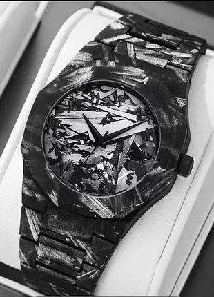 Годинник чоловічий forged carbon arabic dial, чорний