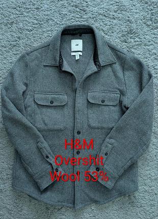 Шикарная куртка (overshirt) h&amp;m, made in italy, шерсть 53%, состояние идеальный, size m (regular fit) плечи 47 подпятины 55 рукав 62 длина 74