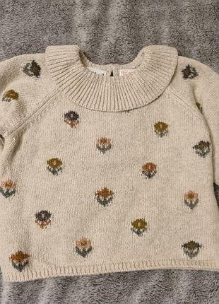 Кофта для дівчаток zara бежева з візерунком 6-9 місяців