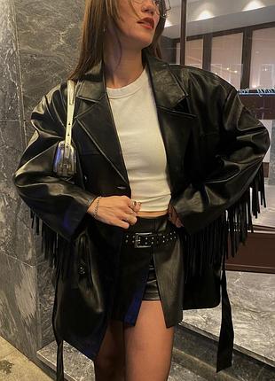 Жіночий тренч bershka шкіряний чорний