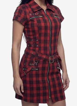 Коротка жіноча панк сукня hearts & roses у клітинку червона розмір uk14 eu42 usa10