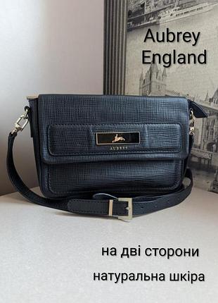 Сумка aubrey england на дві сторони ориг.  жіноча з нат. шкіри невеличка на плече чорн