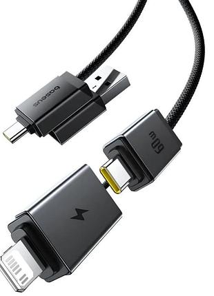 Дата кабель baseus versatile two-for-two usb/type-c to type-c/lightning 60w (1m) (cb000162) cosmic black 4