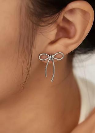 Серьги бантики нержавеющая сталь stainless steel