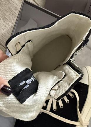 New rick owens distressed high ramones slashed black-white 4