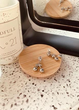 Серьги вишни черешни с камешками нержавеющая сталь stainless steel