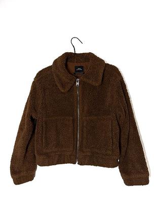 Коричневая куртка тедди бомбер urban outfitters